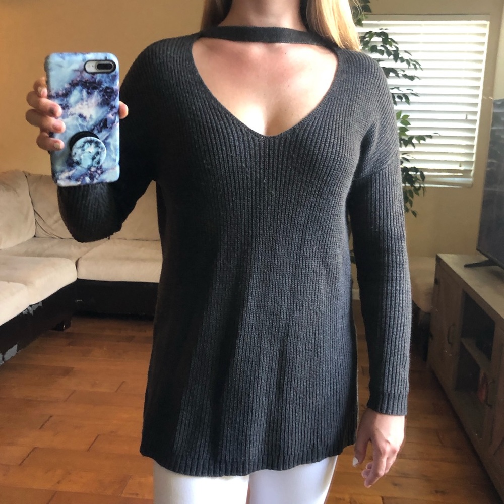 AMERICAN EAGLE SWEATER - S - DARK GRAY